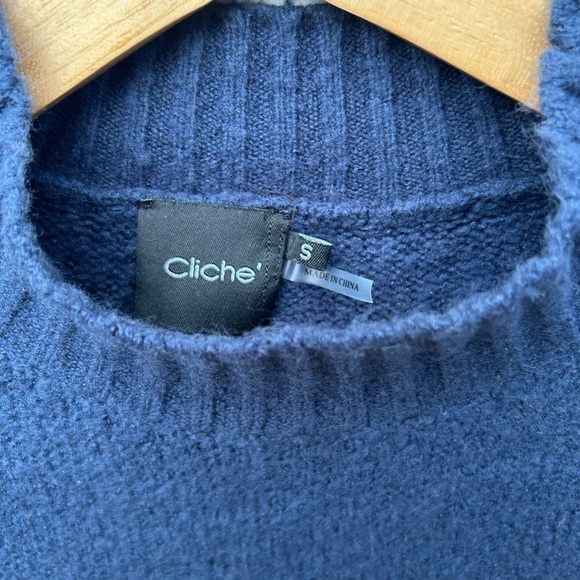 Cliche color block 3 striped sweater burgundy yellow navy blue - Picture 2 of 7